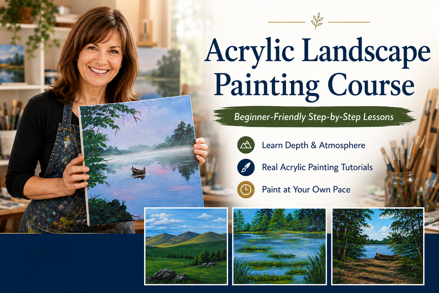Acrylic Landscape Painting Course: Paint Beautiful Landscapes Step by Step (Beginner Friendly, Learn Depth & Light)