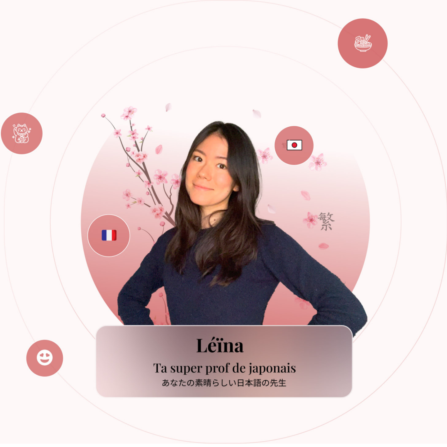 Léïna teaching Japanese