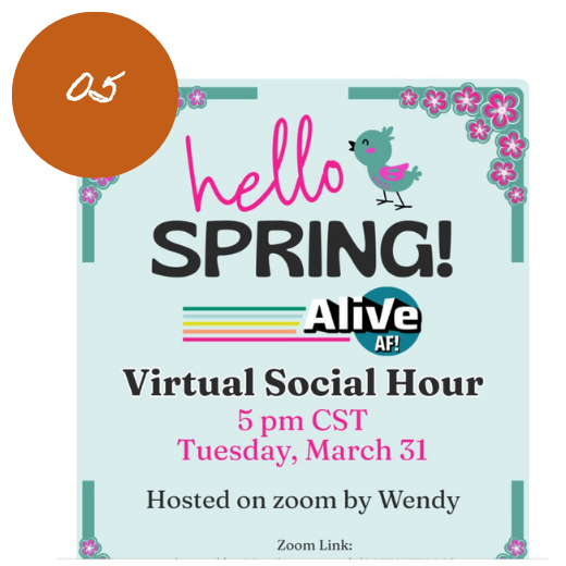 Women connecting during an alcohol-free happy hour as part of the Alive AF! membership