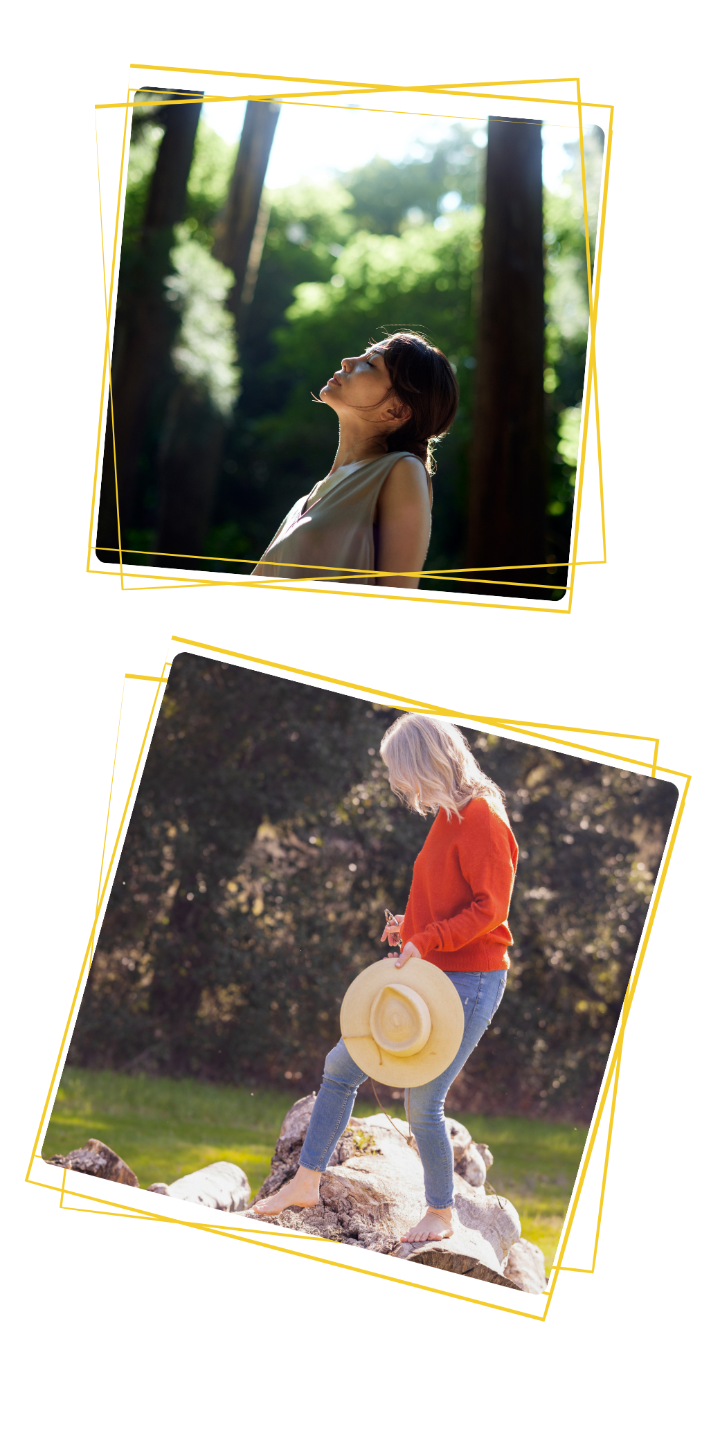 Two photos: Top shows an adult lifting a child outdoors, reflecting nature guiding in parenting. Bottom shows two children playing on a grassy field. The mood is joyful in natural sunlight, encapsulating the essence of supporting parents in creating cherished moments.