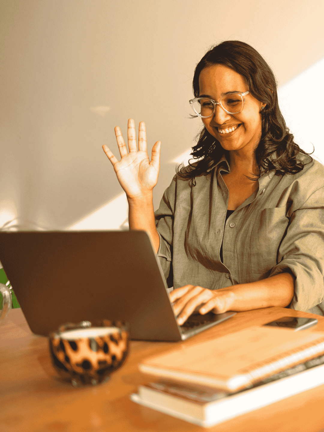 A member joining a live coaching session online
