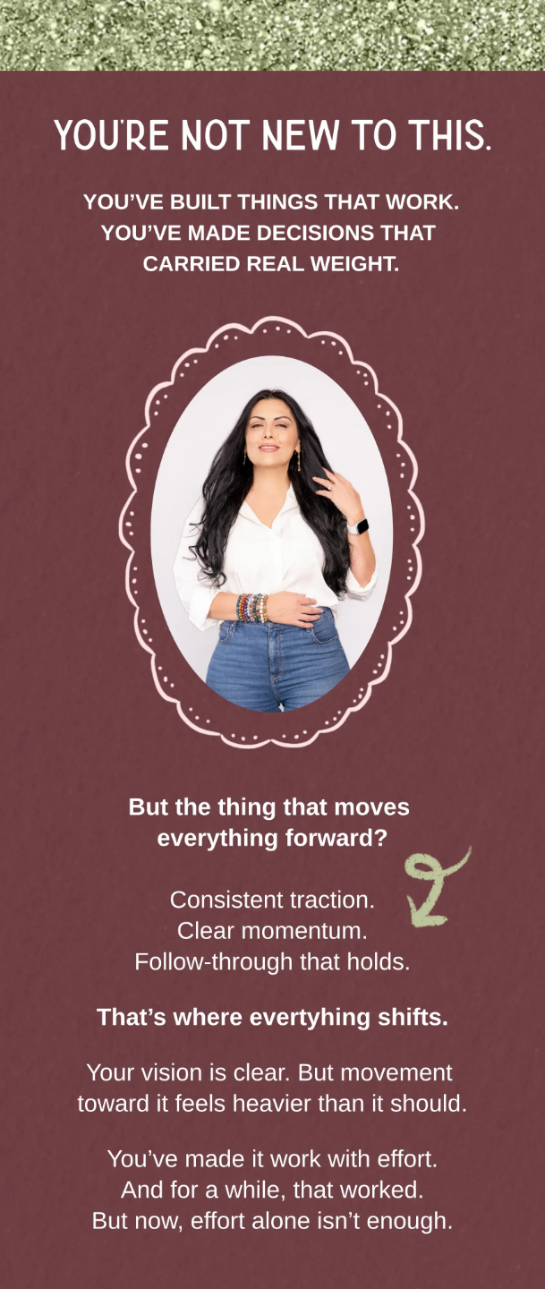 Growth-driven businesswoman experiencing stalled momentum and seeking sustainable traction, aligned with the Breakthroughs Made Simple™ capacity recalibration approach