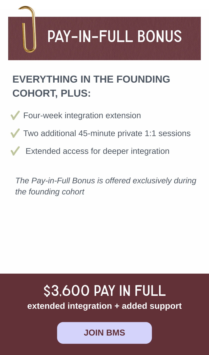 Breakthroughs Made Simple pay-in-full bonus offer including extended integration, additional private sessions, and $3,600 full payment option