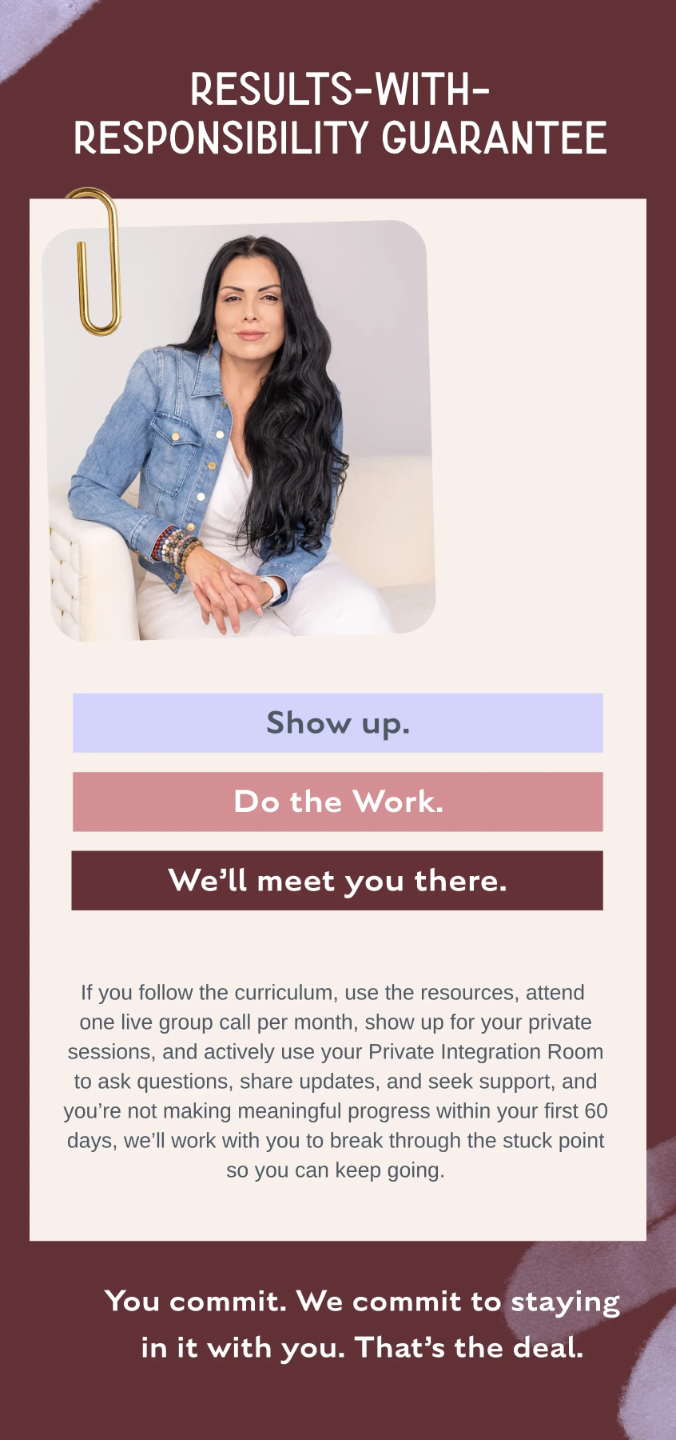 Breakthroughs Made Simple™ guarantee providing accountability, structured support, and continued guidance for growth-driven women in business to achieve meaningful progress