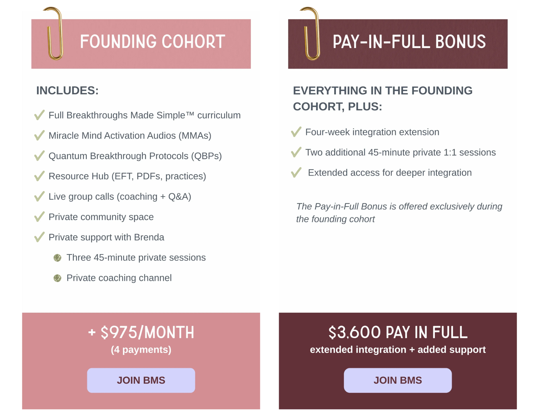 Breakthroughs Made Simple™ pricing options showing monthly payment plan and pay-in-full bonus for growth-driven women in business seeking capacity recalibration and sustainable results