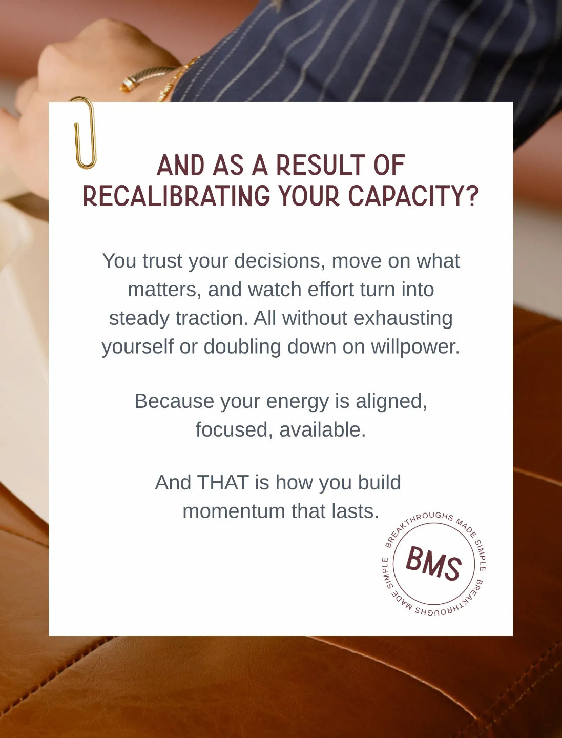 Growth-driven woman in business achieving sustainable traction, clear decision-making, and aligned momentum through capacity recalibration