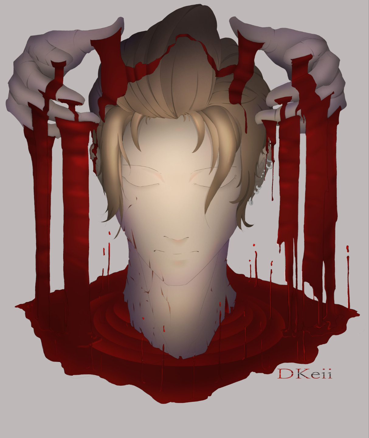 A head with hands on top of it