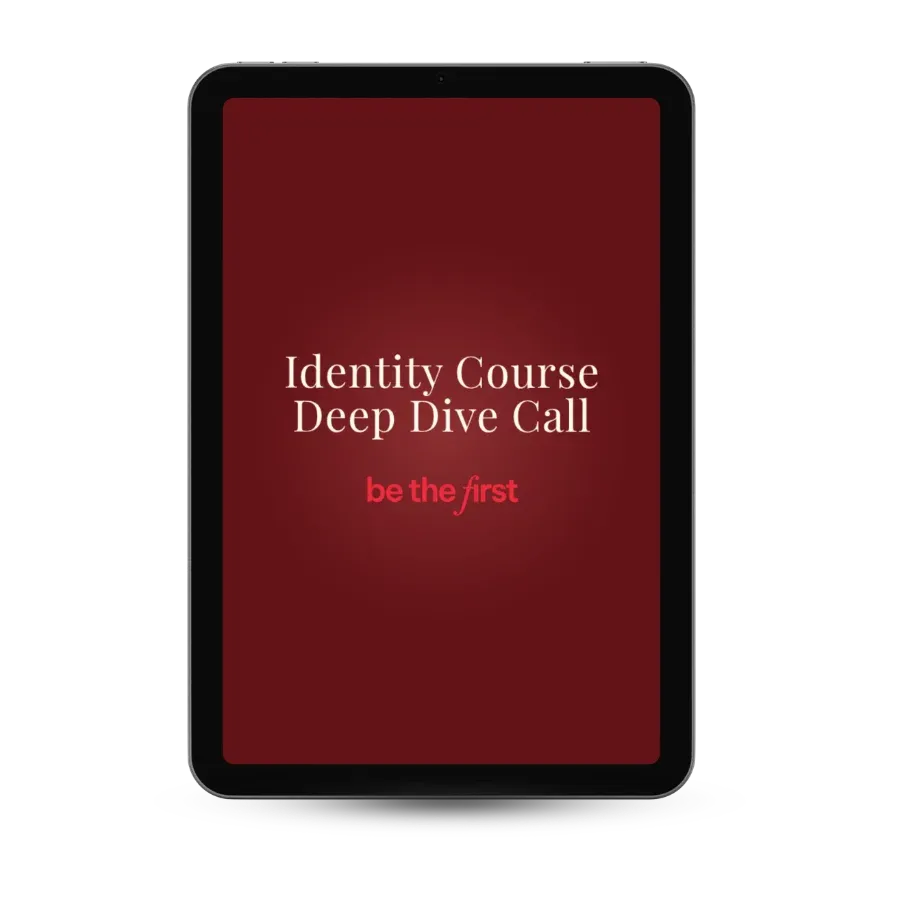 Monthly Identity Course deep dive sessions inside Be The First Membership on tablet