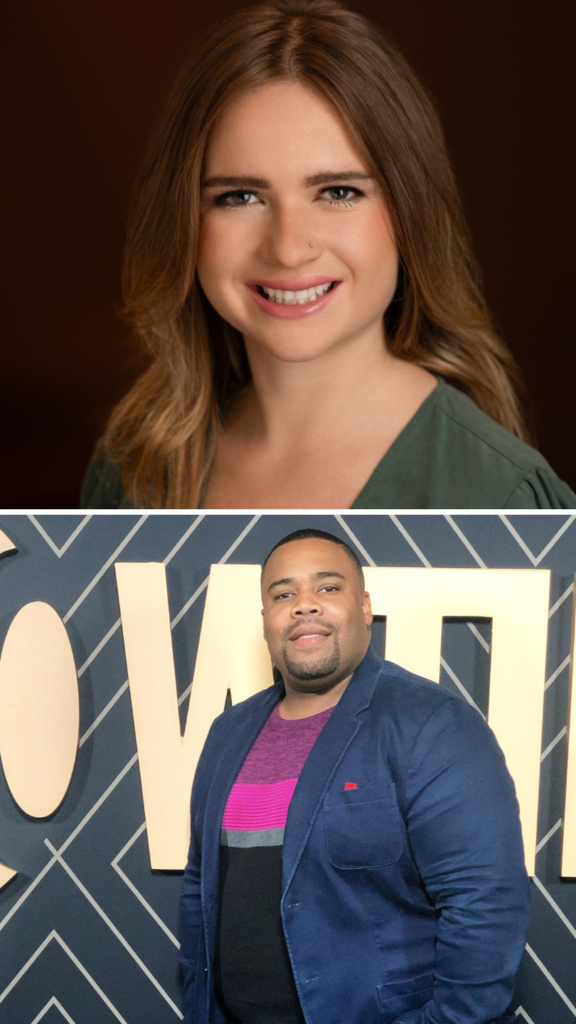 3 separate portrait headshot images of Day Al-Mohamed, Amanda Upson, and Kelly Lintz.