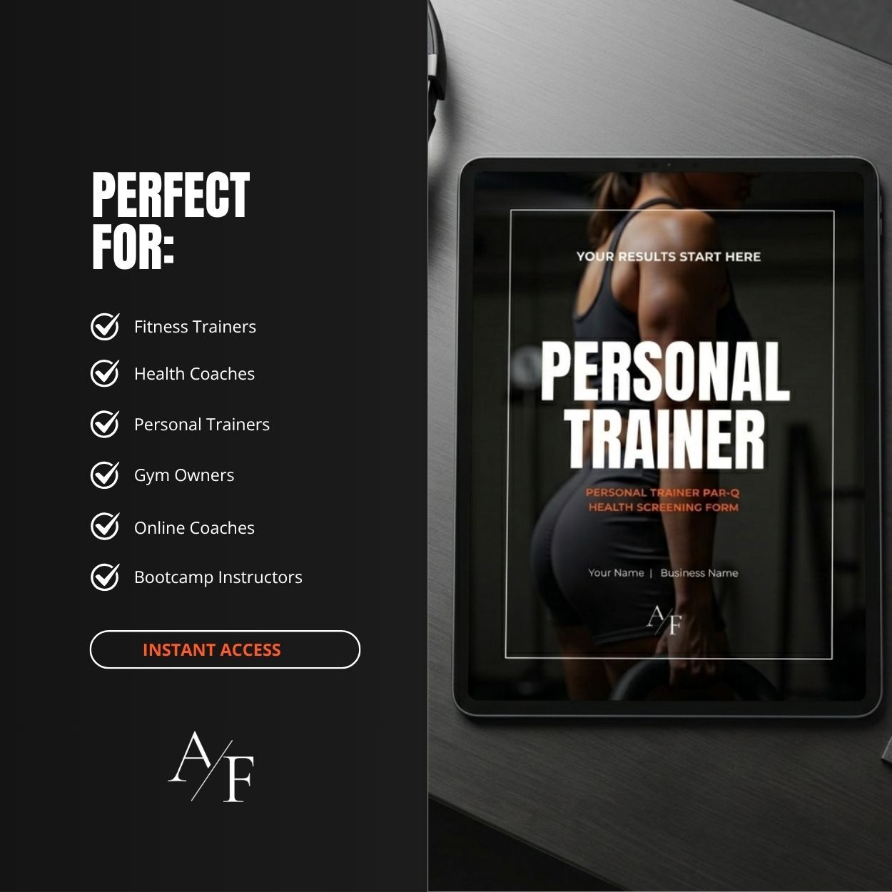 Personal Trainer PAR-Q Health Screening Form - Professional Fitness Coach Client Safety Template
