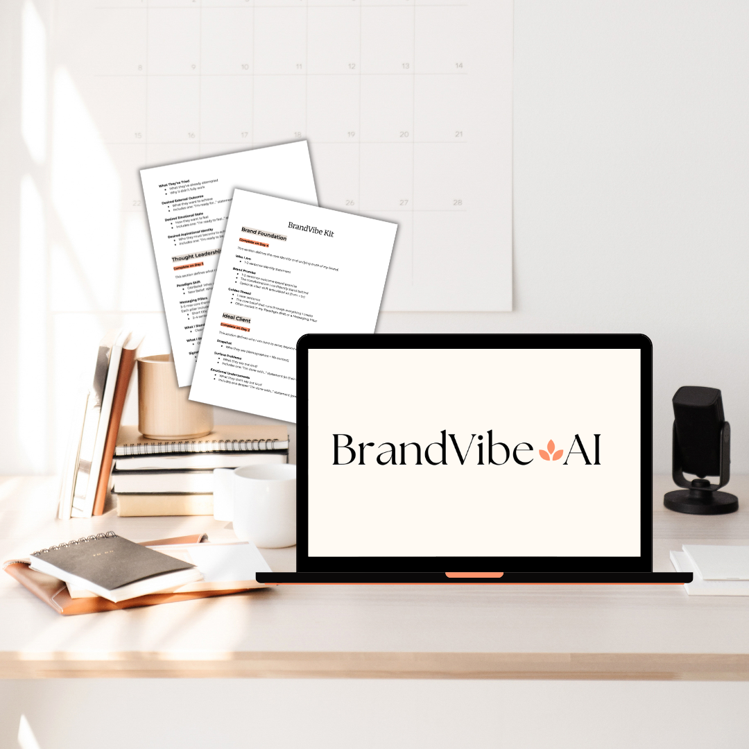 Desk with a laptop opened and showing a content bundle on the screen