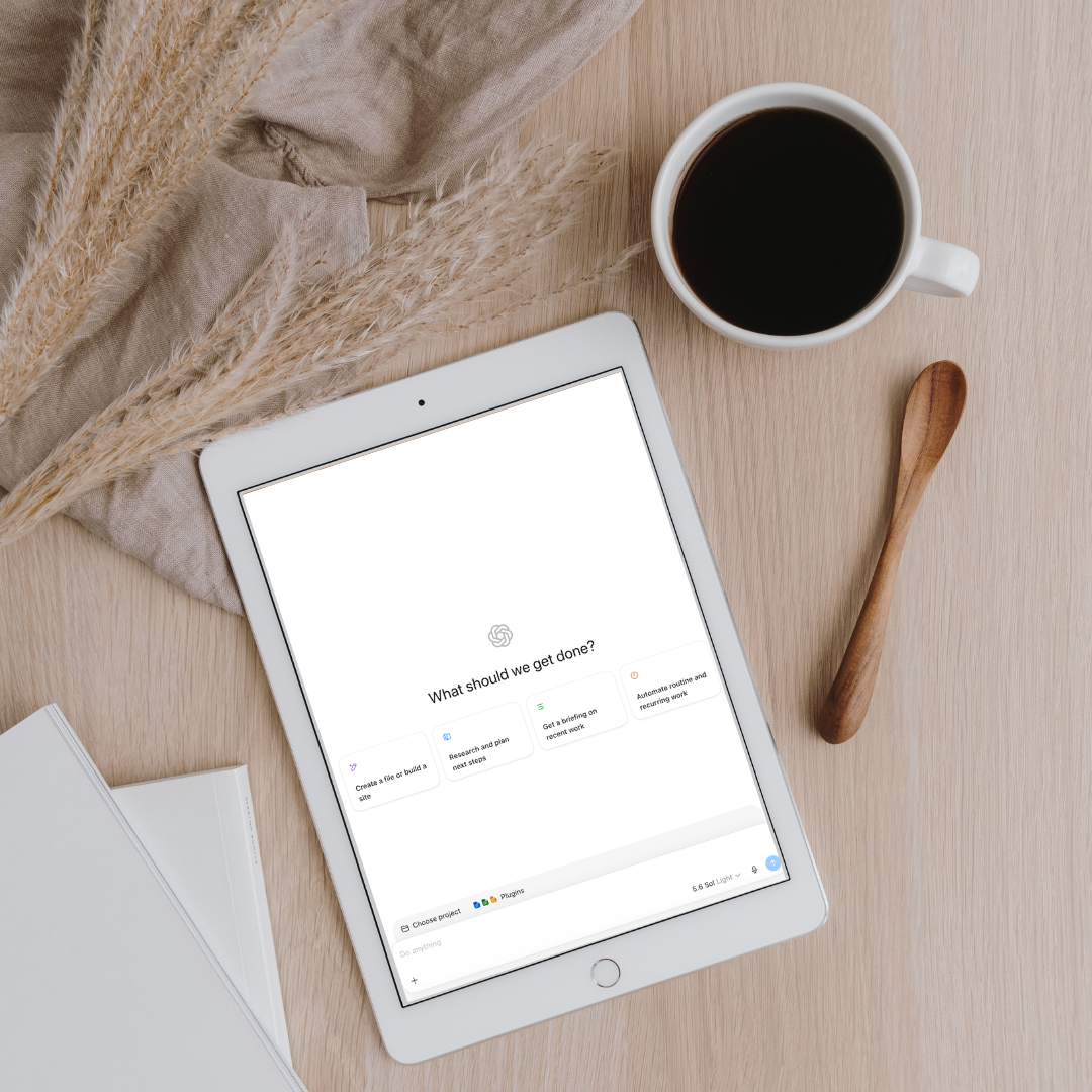 mockup of using ChatGPT to create content on a tablet