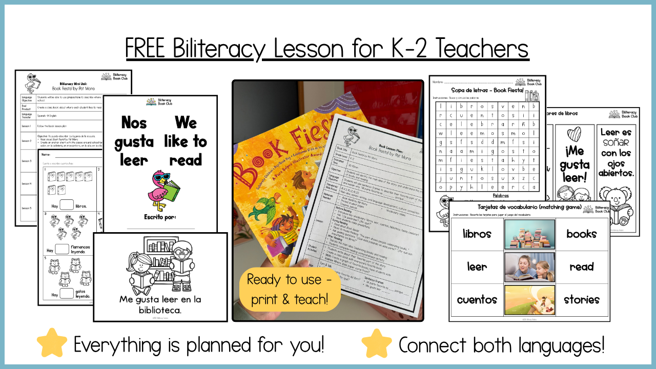 free biliteracy lesson for k-2 teacher