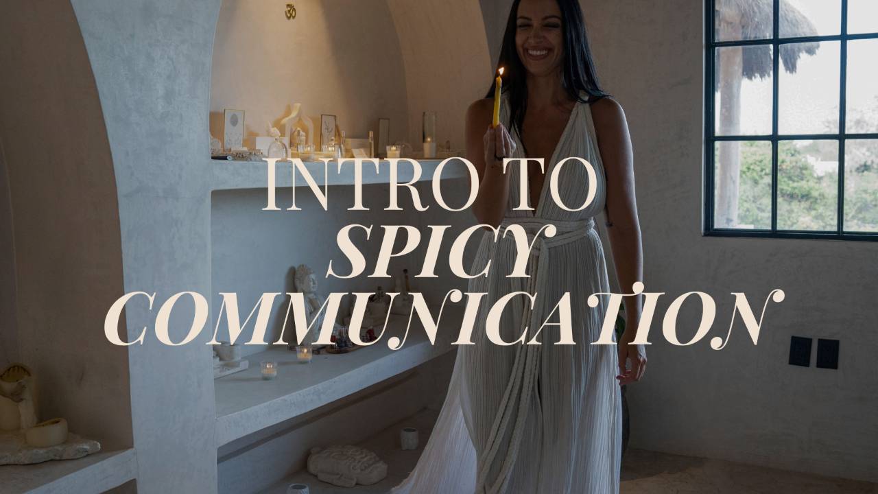 Julieta chiara walking with candle with the words "intro to spicy communication" over the top
