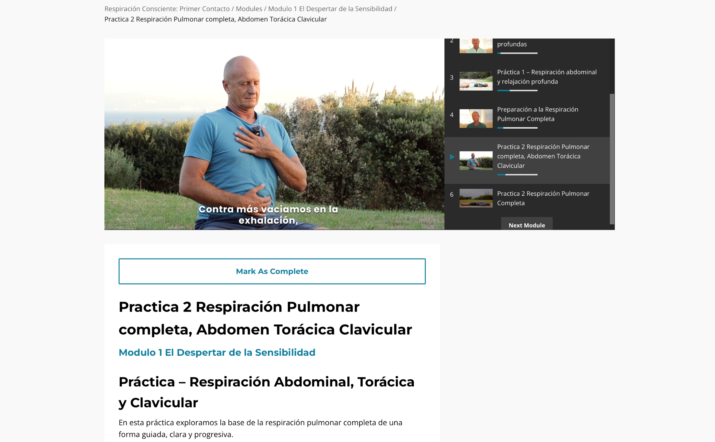 Vista de una lección