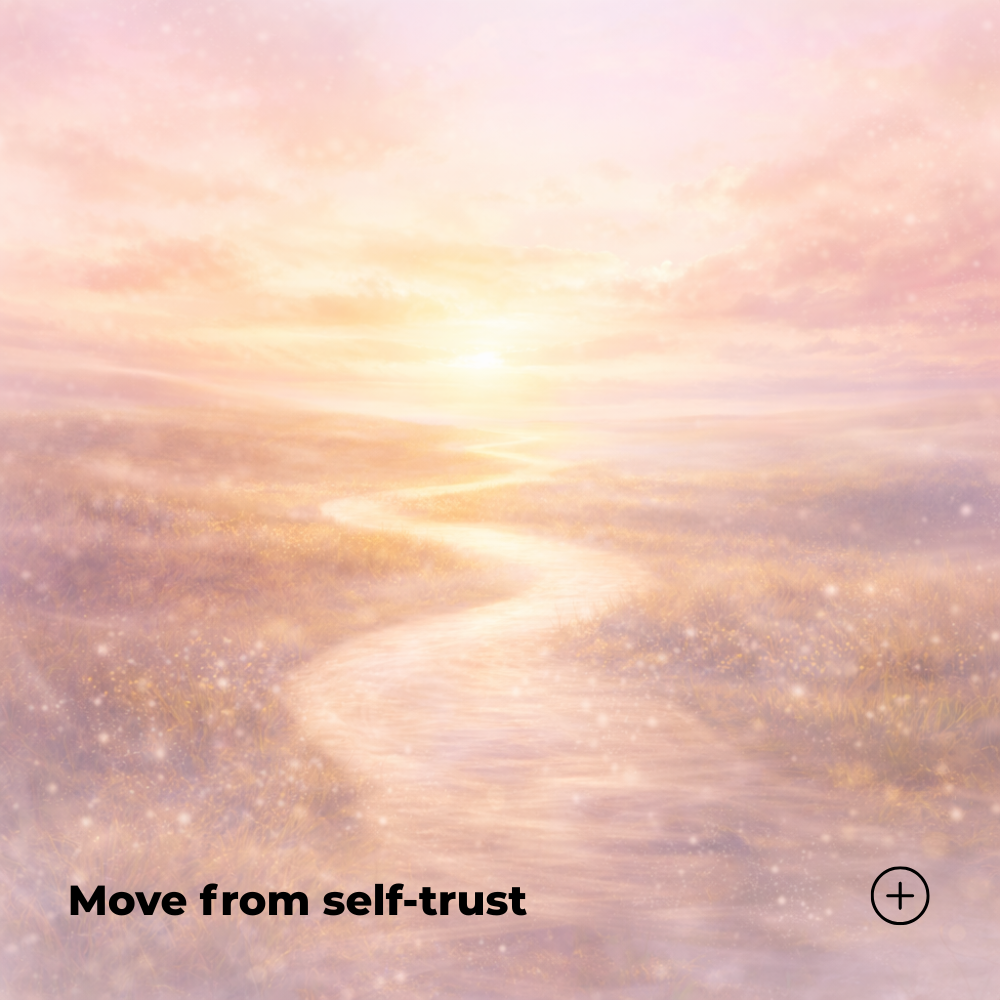 Glowing pathway through an open landscape representing moving forward with self-trust and clarity