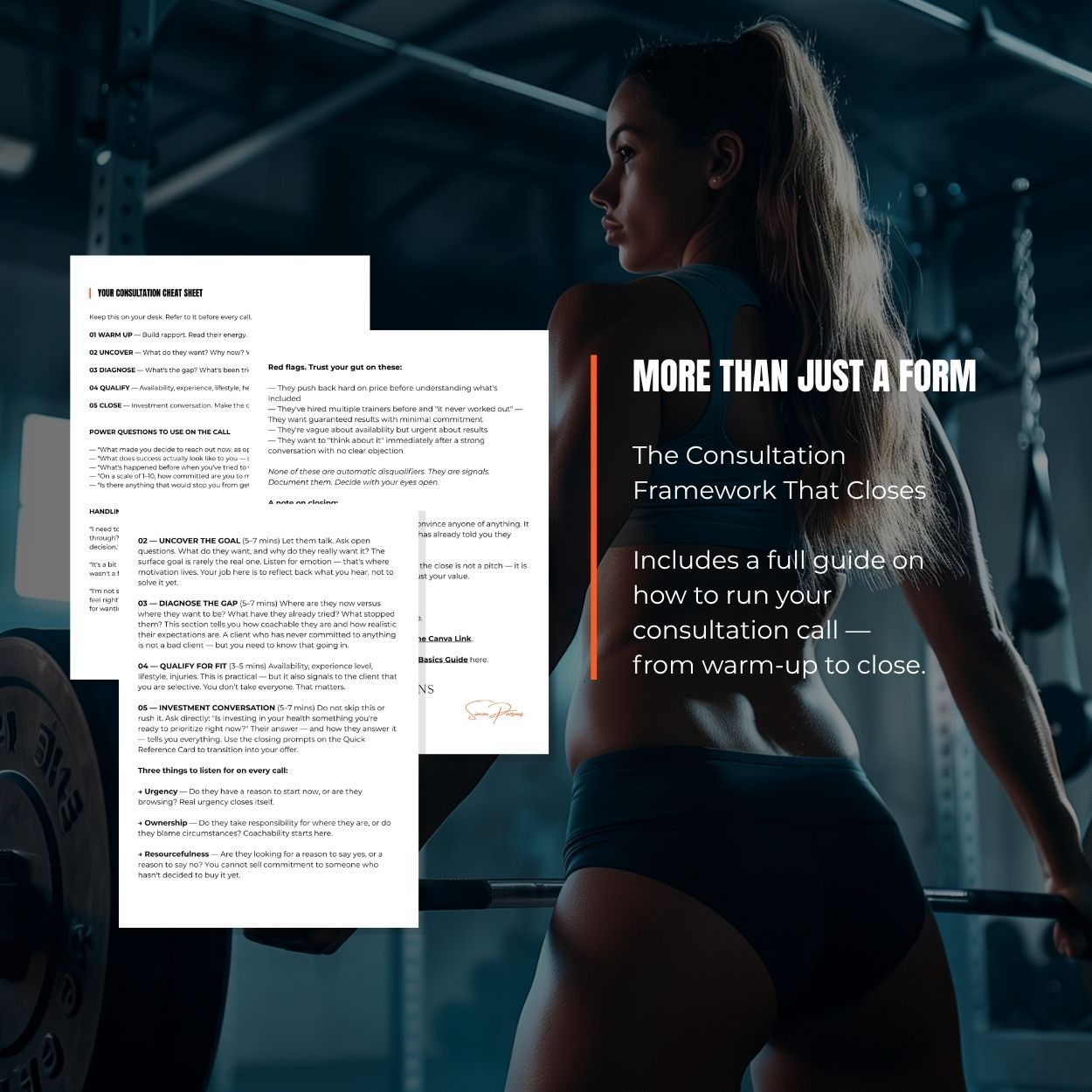 Personal trainer consultation framework that closes including full guide from warm-up to close