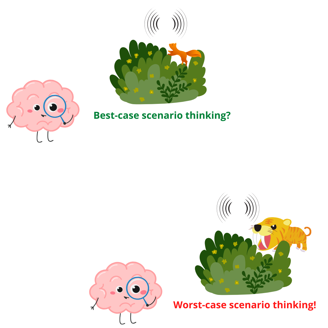 best-case vs worst-case scenario thinking illustration