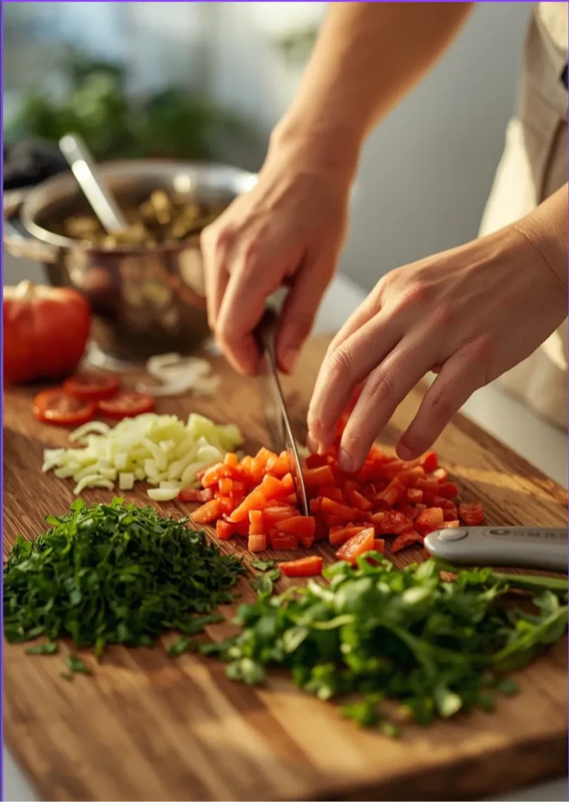 Chopping fresh vegetables