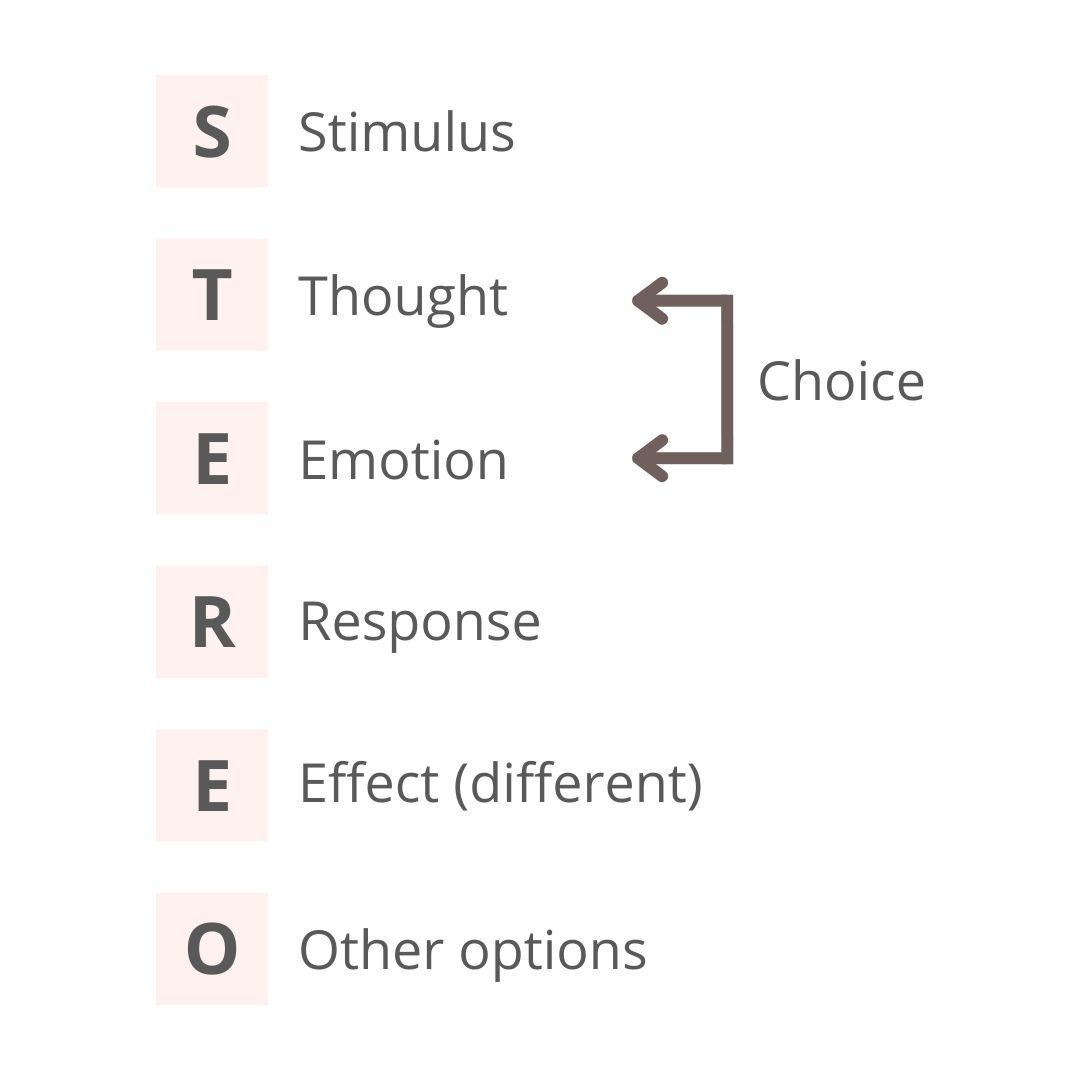 STEREO Map showing choice between stimulus and response leading to a different effect