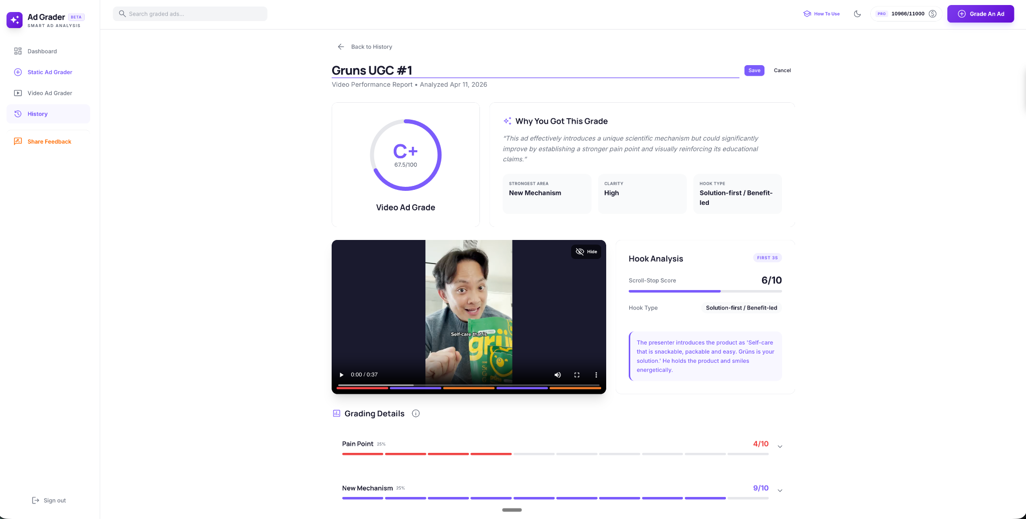 Video Ad Grader — analysis