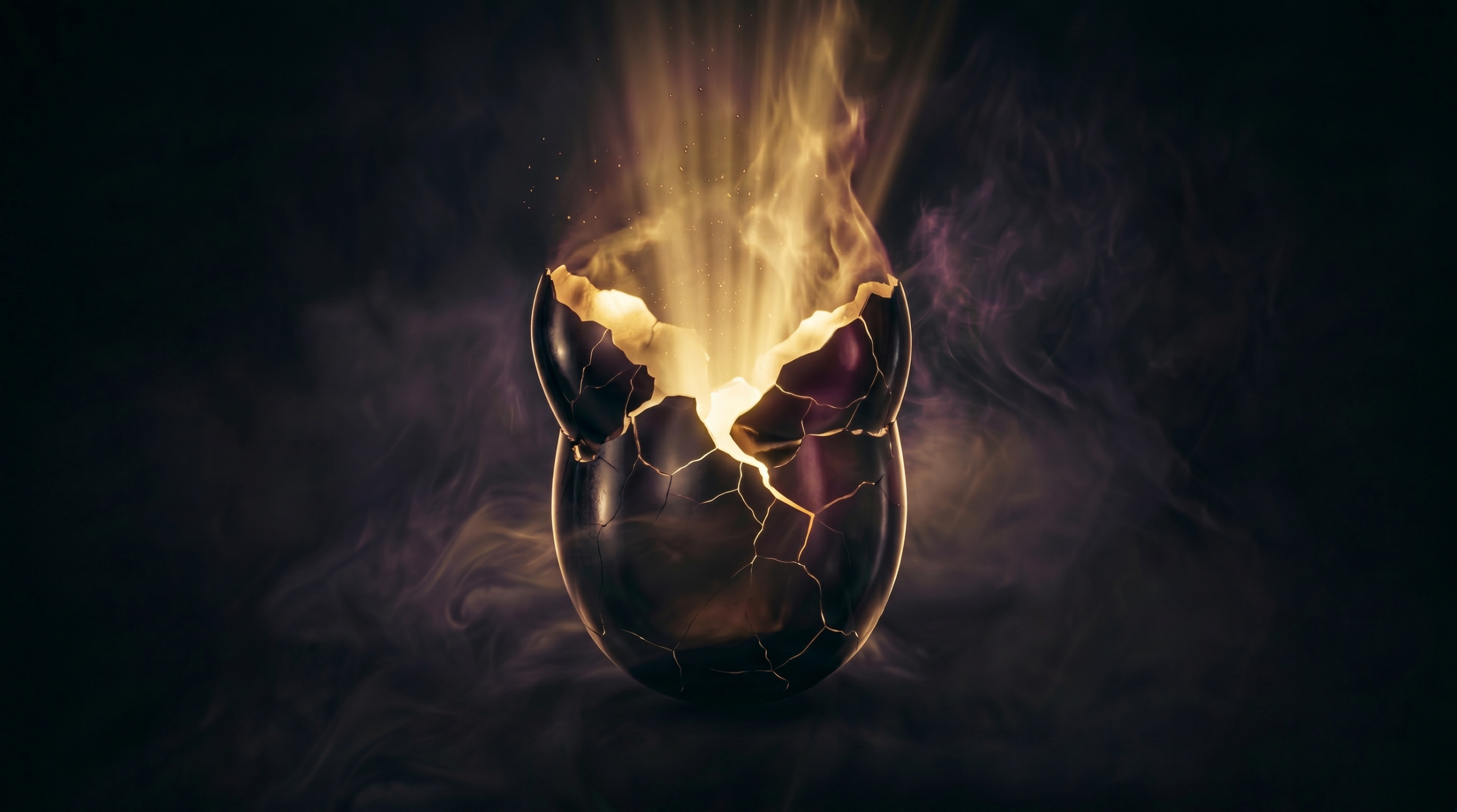 The Black Egg cracked open, golden light and truth pouring upward through the broken shell
