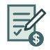 green graphic of a plan on paper with a pen and a coin
