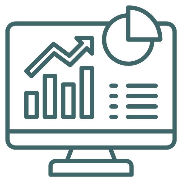 green graphic of computer showing data