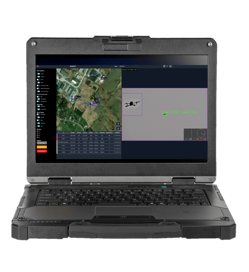 Computer displaying a command-and-control user interface for counter-drone operations.