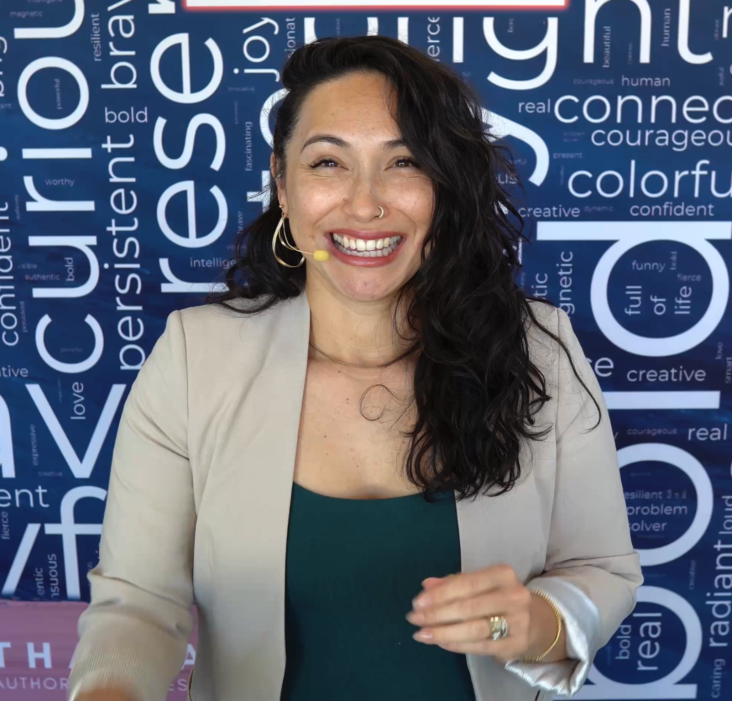 Samantha Karim speaking close-up