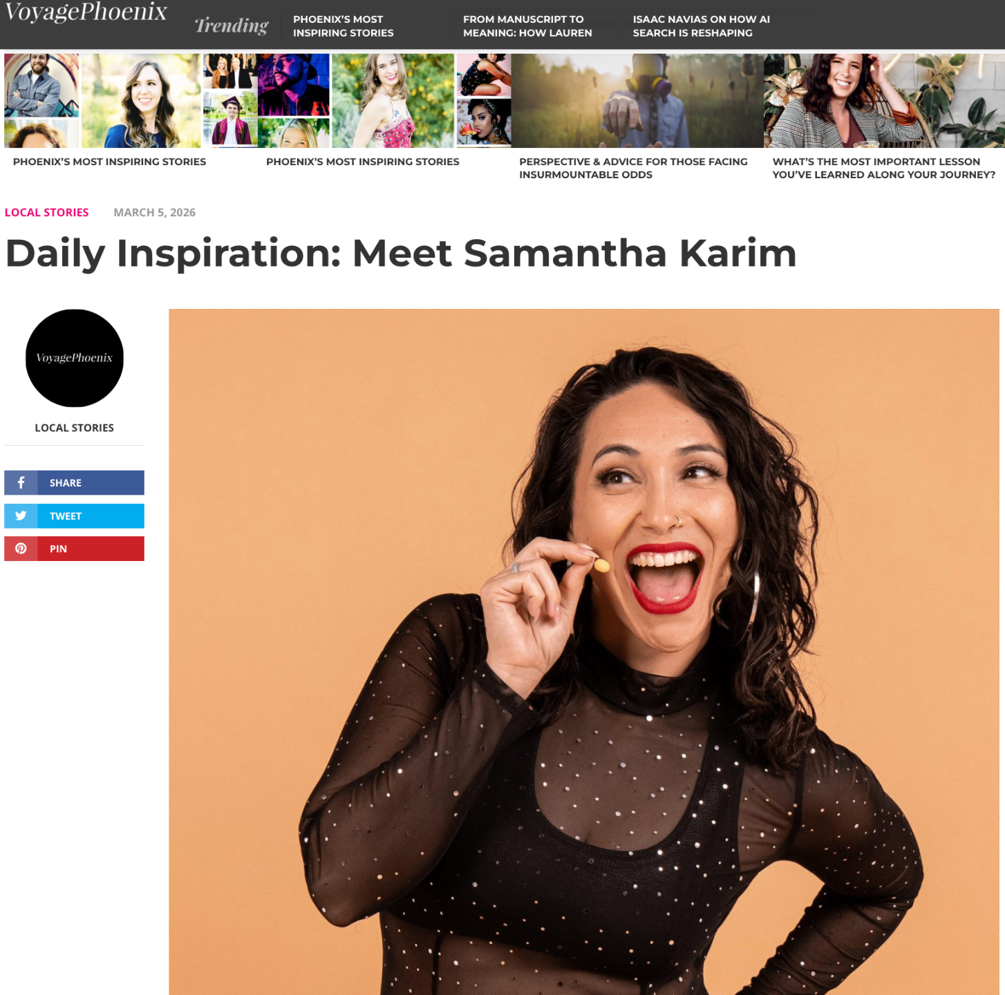 VoyagePhoenix — Daily Inspiration: Meet Samantha Karim