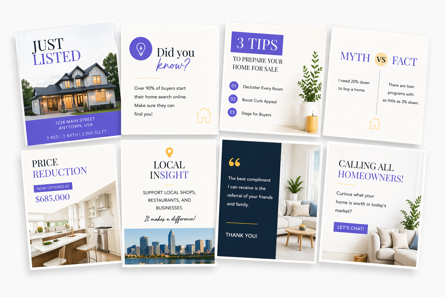 Preview of real estate Canva templates