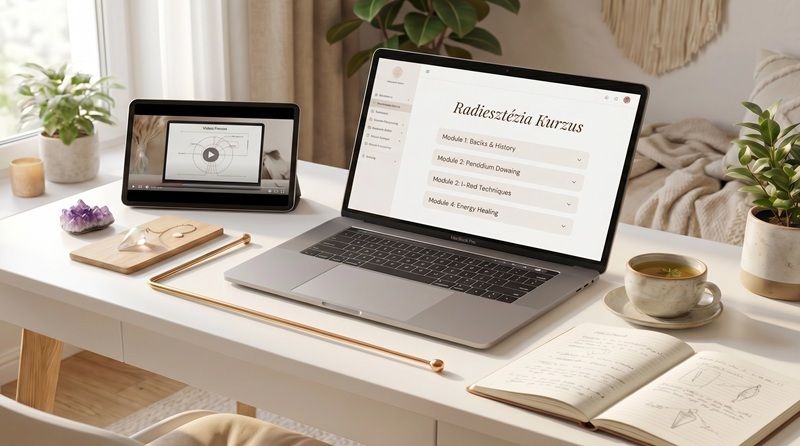 Radiesztézia Kurzus – online tanulói felület laptopon és tableten