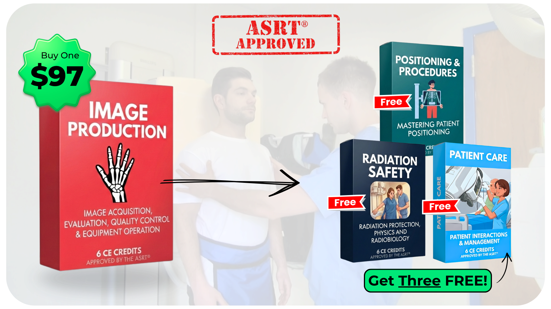 Patient Care continuing education course offering 6 ASRT-approved CE credits for radiologic technologists, covering patient interactions and management – free CE course at RadTechRegistry.com