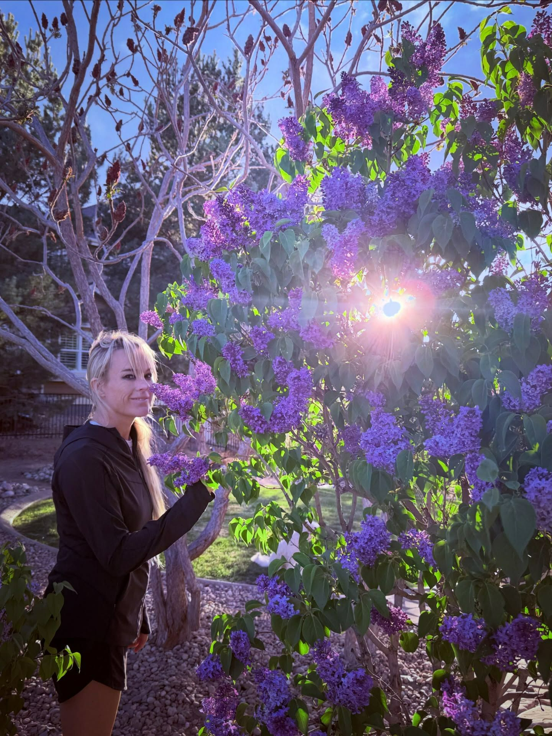 Desiree with lilacs