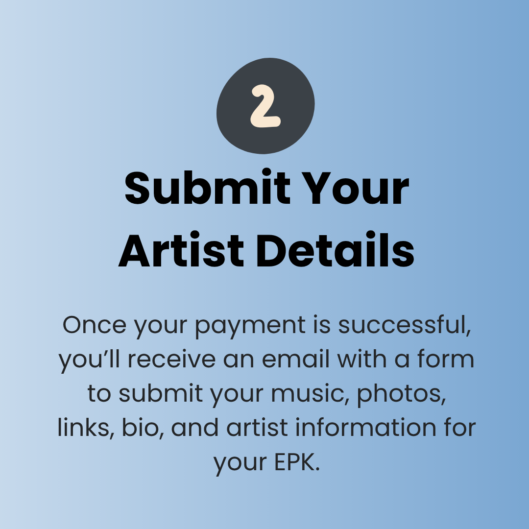 submit artist details for EPK