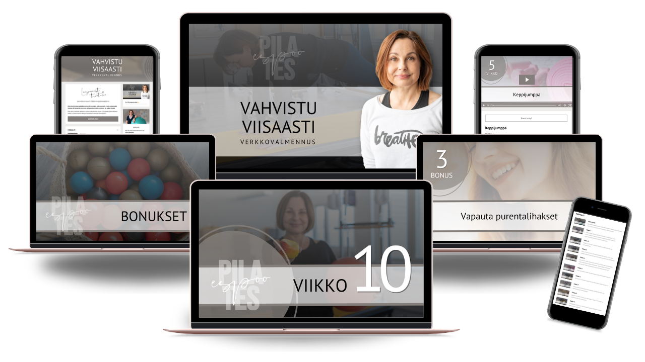 lihaskunto voimaharjoittelu pilates valmennus tietokoneruuduilla