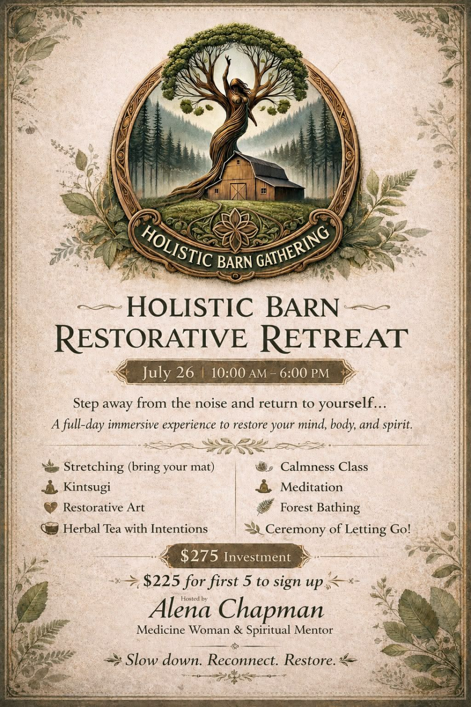Alena Chapman Event Holistic Barn Restorative Retreat