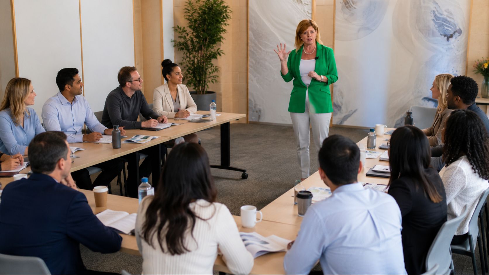 Dr. Janel Anderson leading a difficult conversations training session