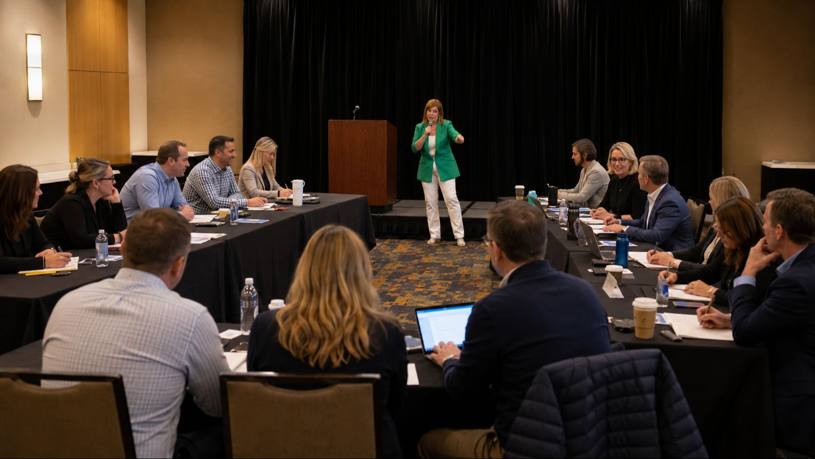 Dr. Janel Anderson leading a feedback training session for managers and supervisors