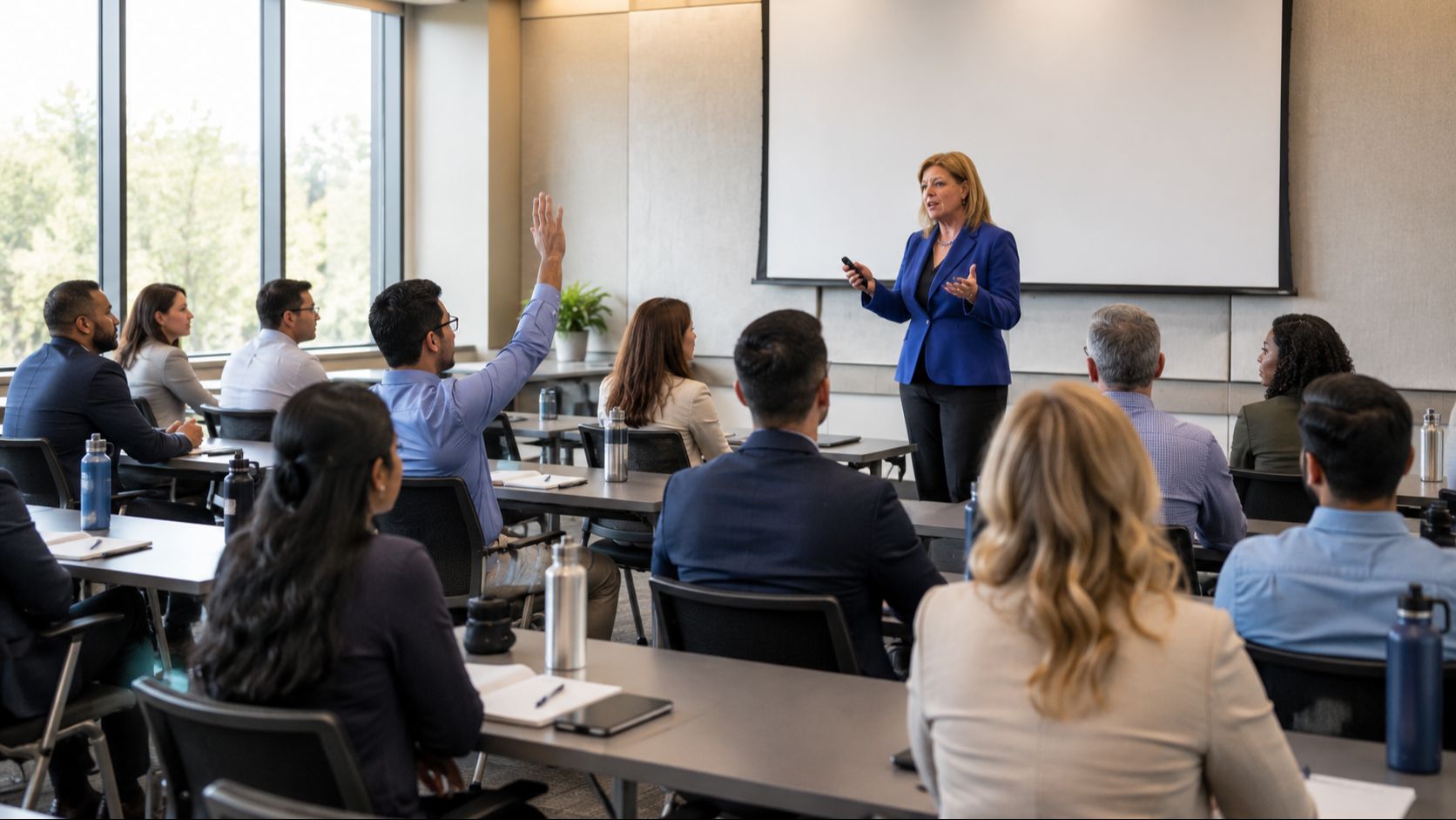 Dr. Janel Anderson leading a workplace communication skills training session for professionals
