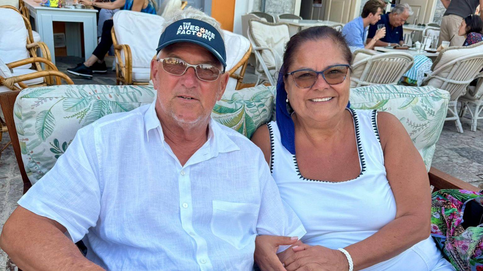 A couple on a sailing trip in Greece