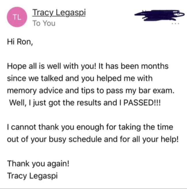 Student testimonial screenshot