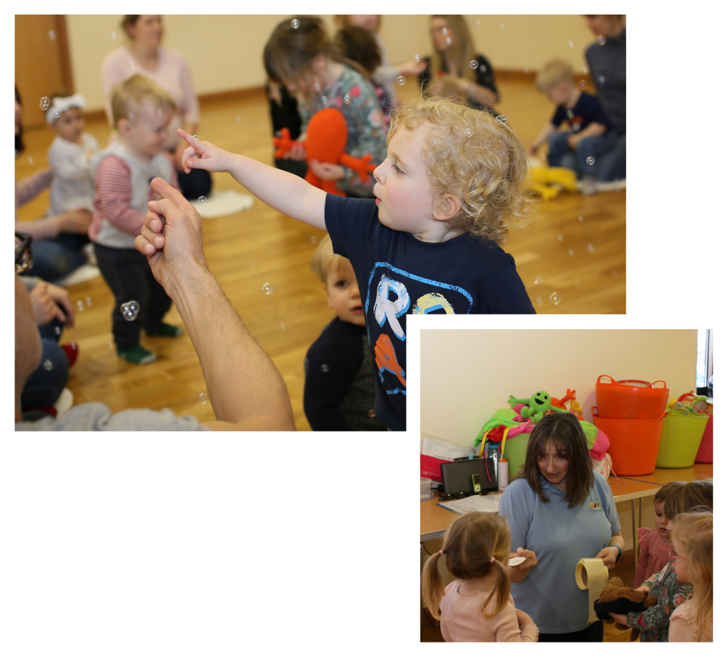 Visual collage representing the transition from pregnancy to attending baby classes.