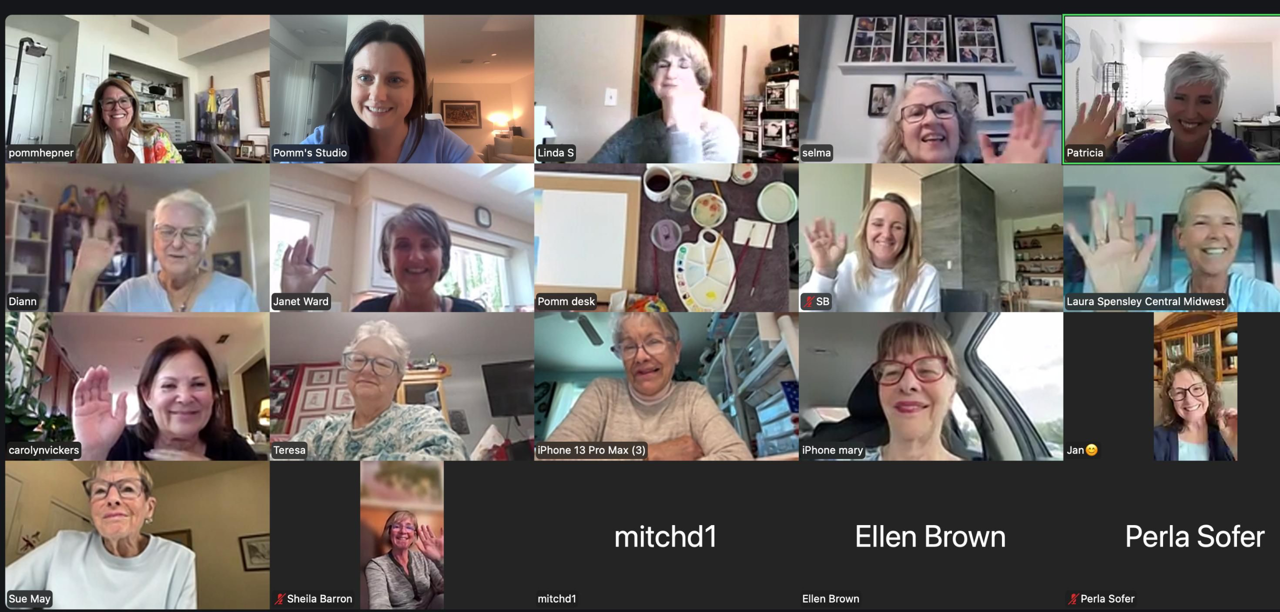Pomm teaching a live class with students on Zoom