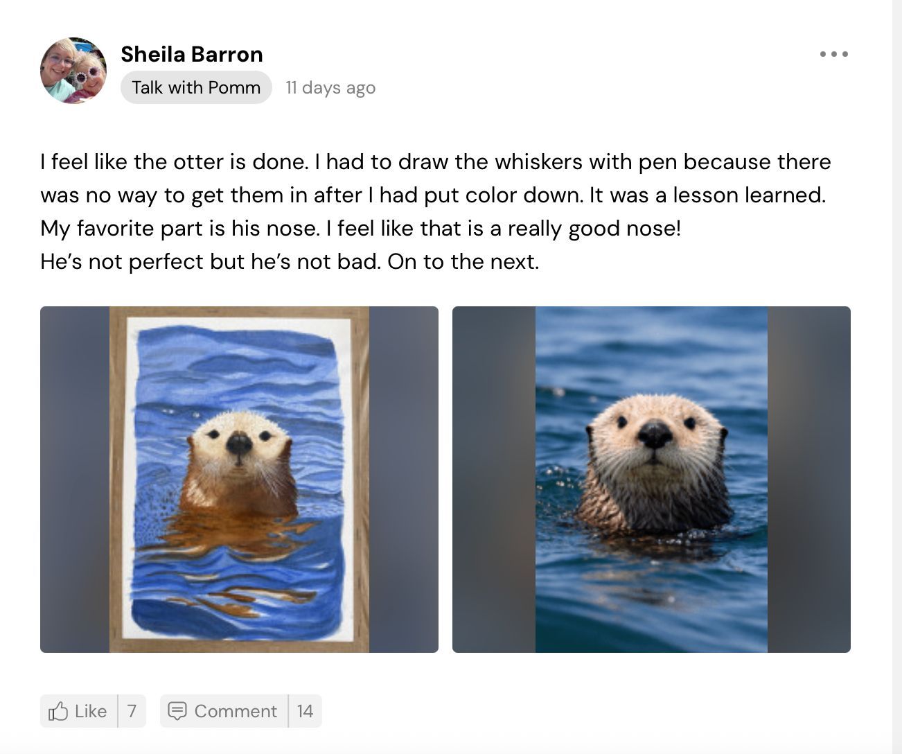 Sheila Barron's watercolor otter painting