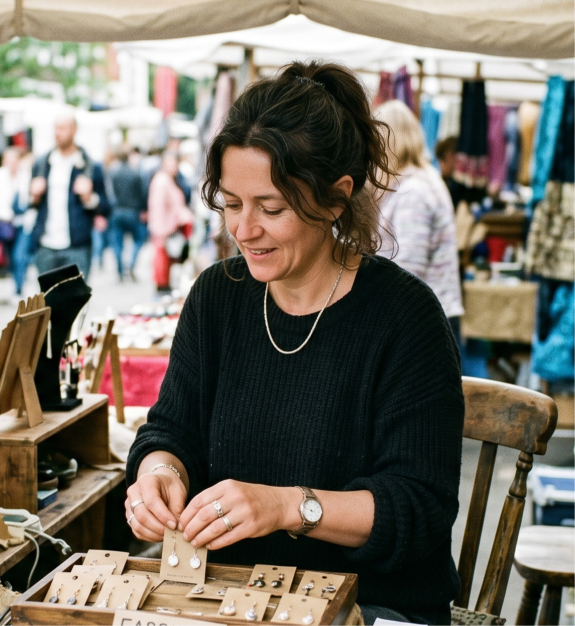 Jeweller Maria working at her bench