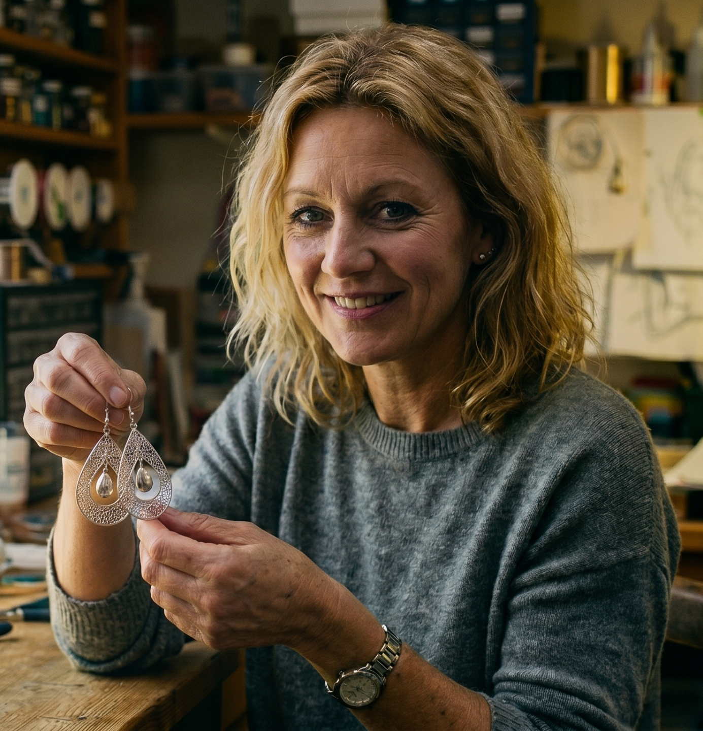 Jeweller Jo smiling outdoors
