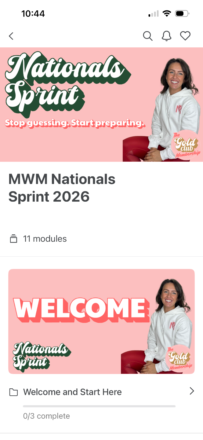 Sprint course view in the MWM app