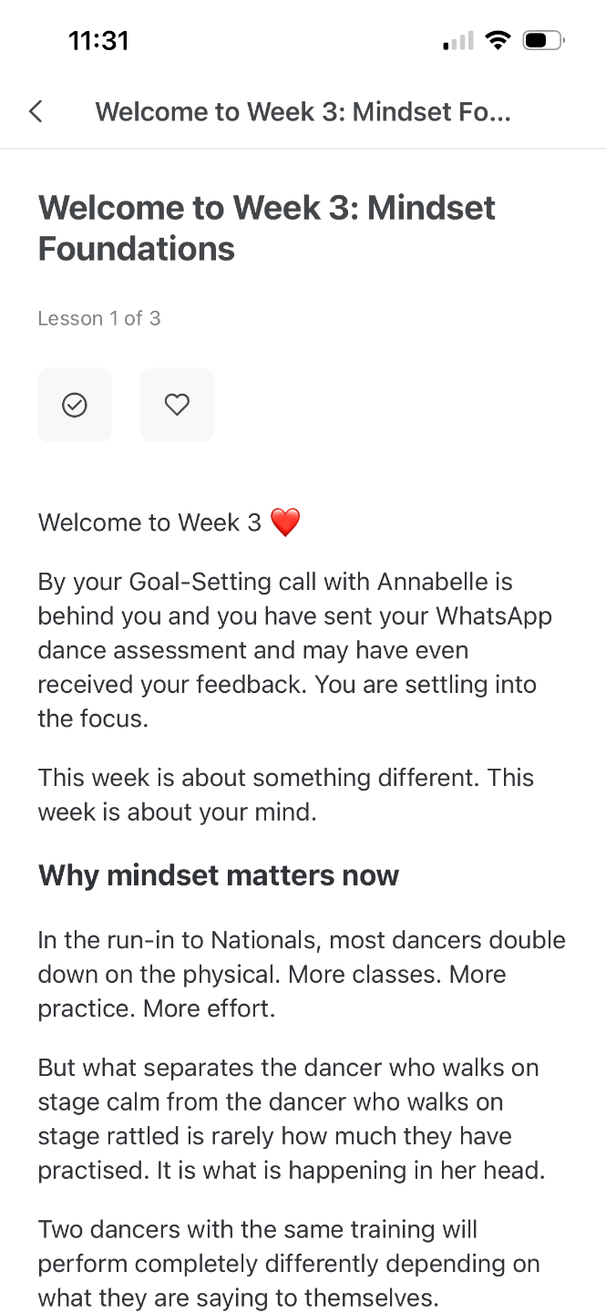 Mindset audio view in the MWM app